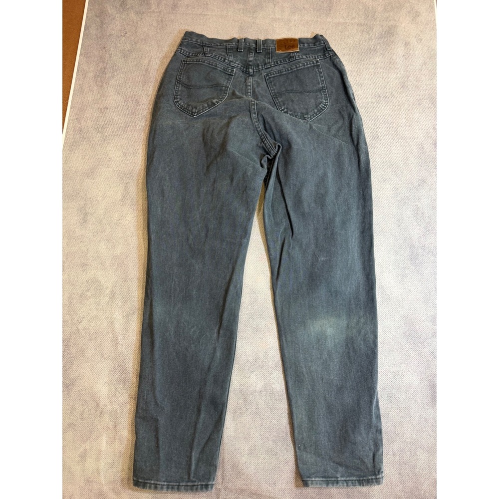 Vintage Lee Riveted High Waisted Relaxed Tapered Jeans Faded Black Denim 32x31 - Picture 2 of 9